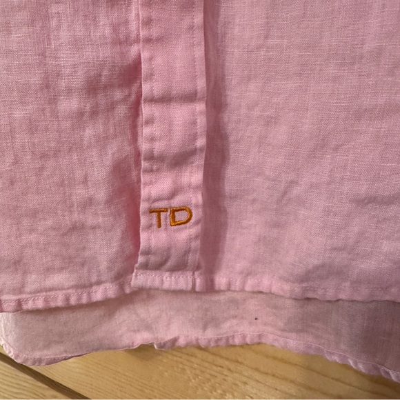 Thomas Dean Men’s Pink Linen Button Down Shirt Long Sleeve Size L - Picture 8 of 9